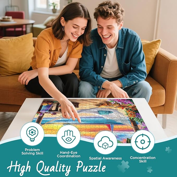 500 Piece Puzzles for Adult, Beach Jigsaw Puzzle 500 Pieces for Adults Senior, Sunset Boat 500 piece Puzzle, Challenging Family Puzzle Colorful Activity Game Gift for Friend 20.5 X 15 Inches