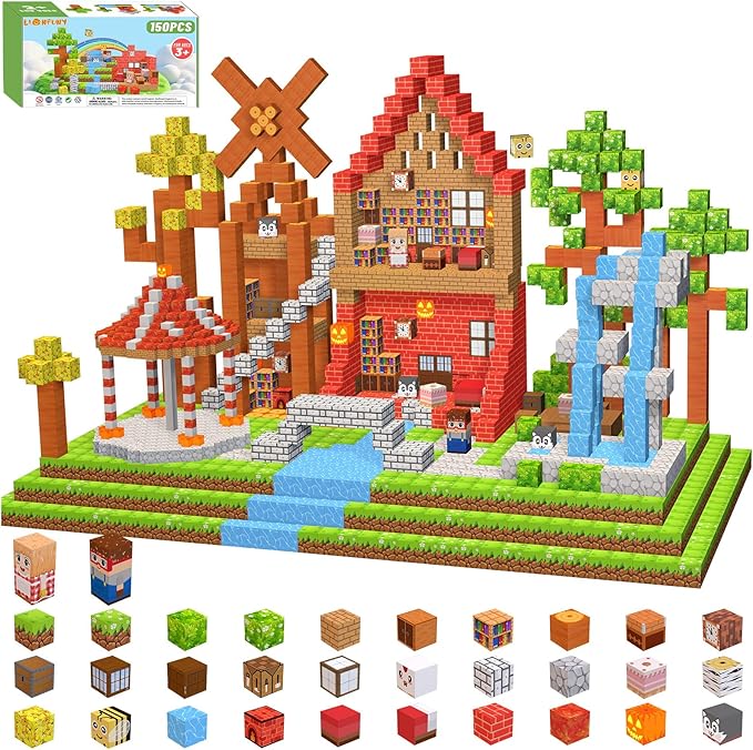 150PCS Magnetic Blocks,Magnetic Building Blocks,Magnet Blocks 3D Building Set for Kids Toddlers Boys,STEM Sensory Educational Stacking Christmas Toys Gifts for 3 4 5 6 7 8 9+ Year Old