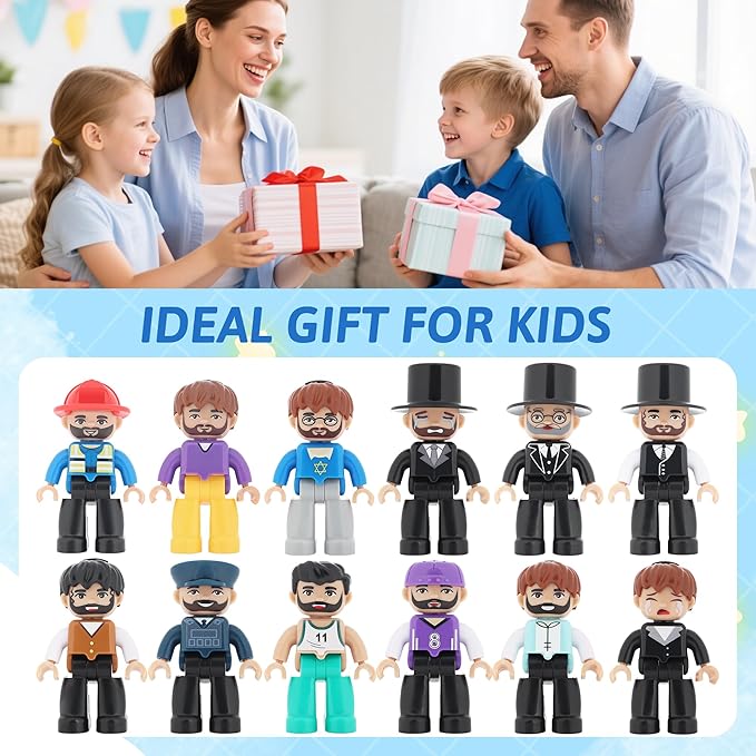 12PCS Large Magnetic People for Magnetic Tiles, 3 Inches Magnet People Figures for Kids Compatible with Lego, Magnet Toys for Kids Ages 3 4 5 6+ STEM Learning Toys Magnet Tiles Expansion