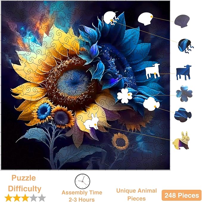 Wooden Puzzle for Adults, 248 Piece Unique Animal Shaped Jigsaw Puzzles, Family Game Gift for Adults and Teenagers (11.2 * 11.2in)