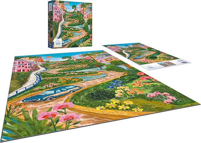 RoseArt - Millie Illustrates - Lombard Street San Francisco - 300 Piece Jigsaw Puzzle, Colorful Travel Art Illustrated Puzzle for Adults