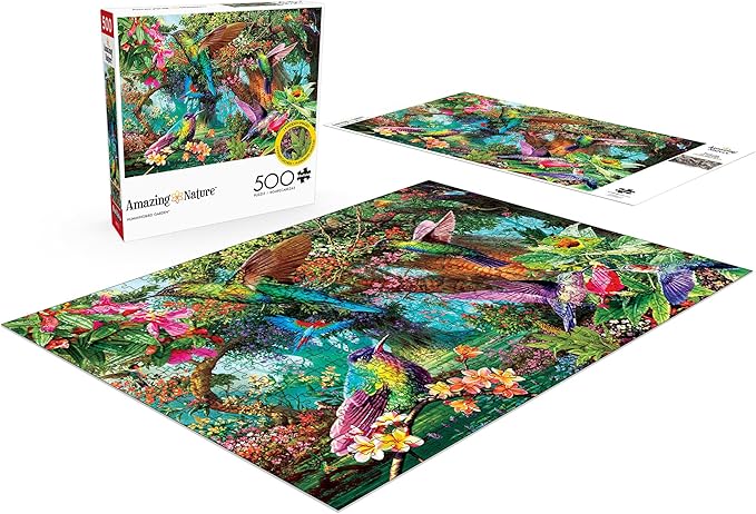 Buffalo Games - Hummingbird Garden - Steve Read - 500 Piece Jigsaw Puzzle for Adults - Vibrant Nature Puzzle Perfect for Game Nights - Finished Size 21.25 x 15.00 - Bonus Poster Included