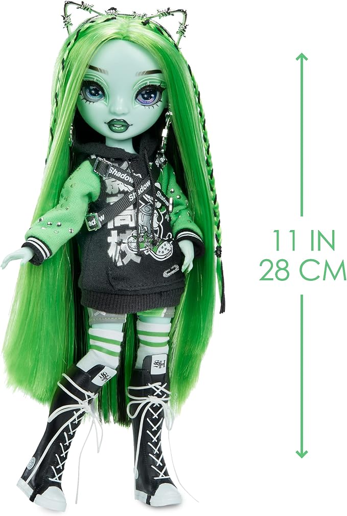 Rainbow Vision Shadow High Neon Shadow- Harley Limestone (Neon Green) Posable Fashion Doll. 2 Designer Outfits to Mix & Match, Rock Band Accessories Playset, Great Toy Gift Kids 6-12 Years & Collector
