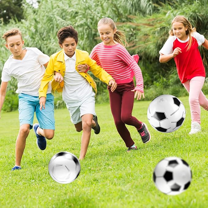 Sratte 20 Pcs Inflatable Beach Balls Bulk, Multiple Sizes Summer Swimming Pool Balls for Adults Hawaii Luau Party Supplies(Black White,Soccer)