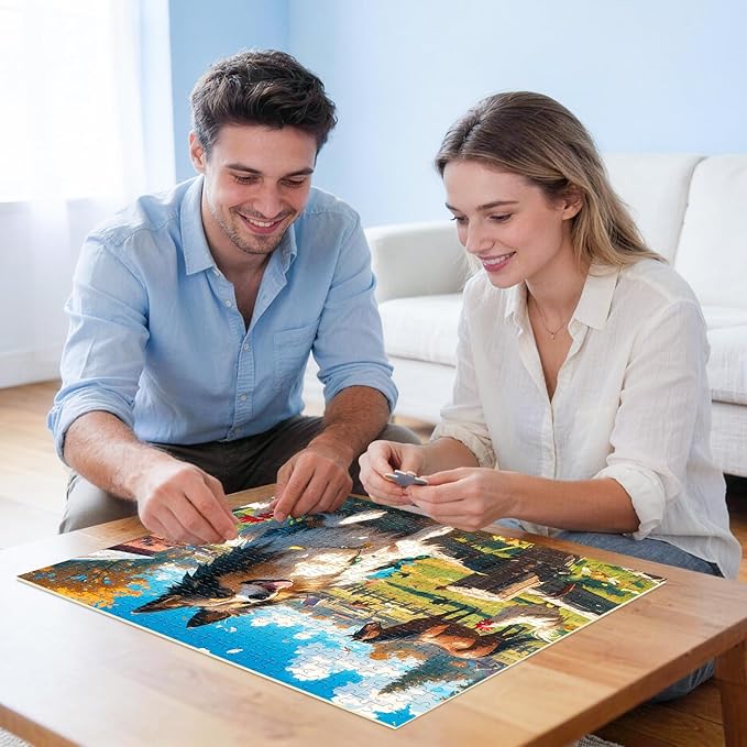 500 Pieces Puzzles for Adult Jigsaw Puzzle 500 Piece Elderly Puzzle Dog Farm Puzzle Gift for Mom Dad Family Friend Family Activity Games Home Decor Wall Art 20.5x15IN