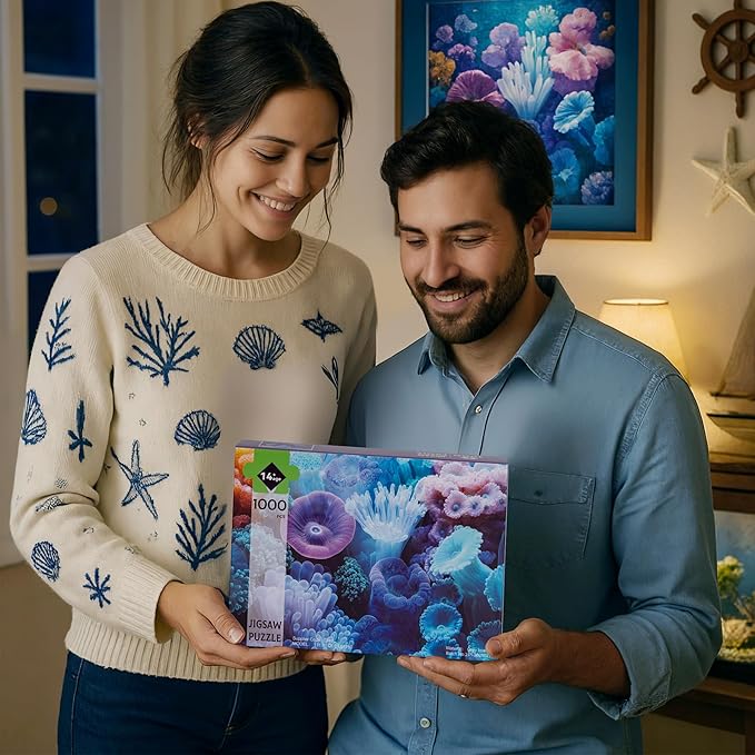 1000 Piece Puzzles for Adults,Colorful Coral Anemone Jigsaw Puzzle,Blue Ocean Puzzles 1000 Pieces,Creative Games Difficult Underwater World Puzzle Home Decor Toy for Adults (27.5"x19.6"), 1:1 Poster