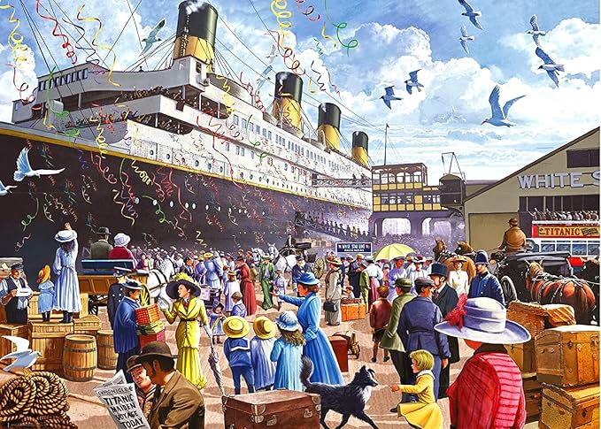 1000 Piece Puzzle for Adults R.M.S. Titanic Jigsaw Puzzle 1000 Pieces Cruise Ship Oil Painting Puzzle 1000 Pieces Intellectual Game Puzzles for Adults Teens Seniors Challenging Puzzles