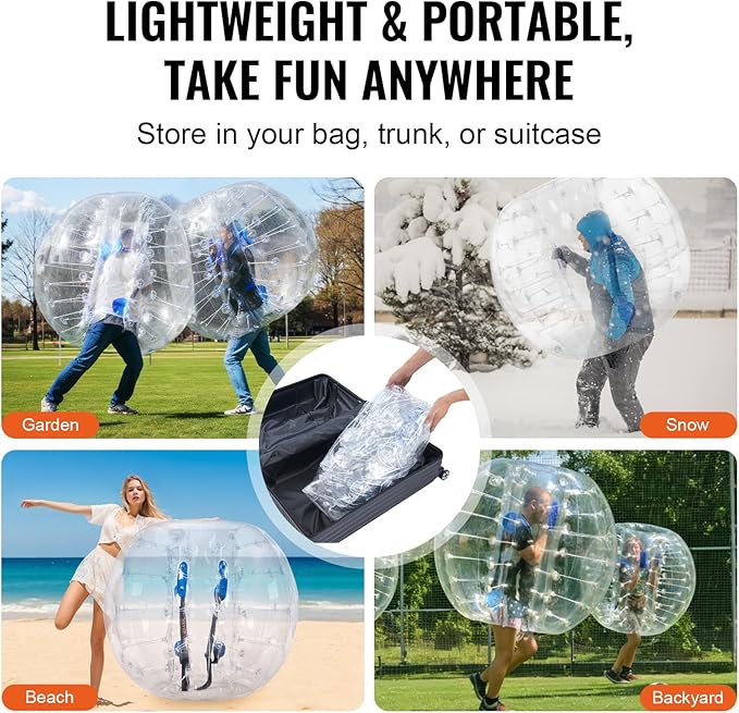 VEVOR Inflatable Bumper Ballѕ 2 Packs; 2FT/3FT/4FT/5FT Body Size Adult Human Bubble Ballѕ, Bumper Bubble Soccer Ballѕ for Teens/Adults