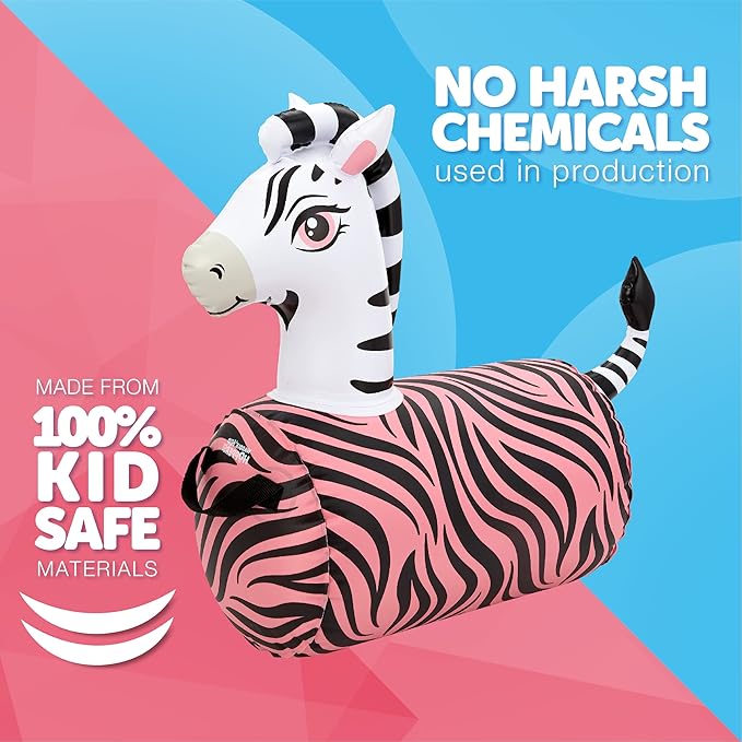 WADDLE Hip Hopper Inflatable Hopping Animal Bouncer Zebra, Ages 2 and Up, Supports Up to 85 Pounds