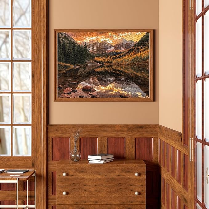 Nature Puzzle for Adult 1000 Piece, Mountain Lake Landscape Puzzle Scenery, Maroon Lake Jigsaw Puzzles Scenic