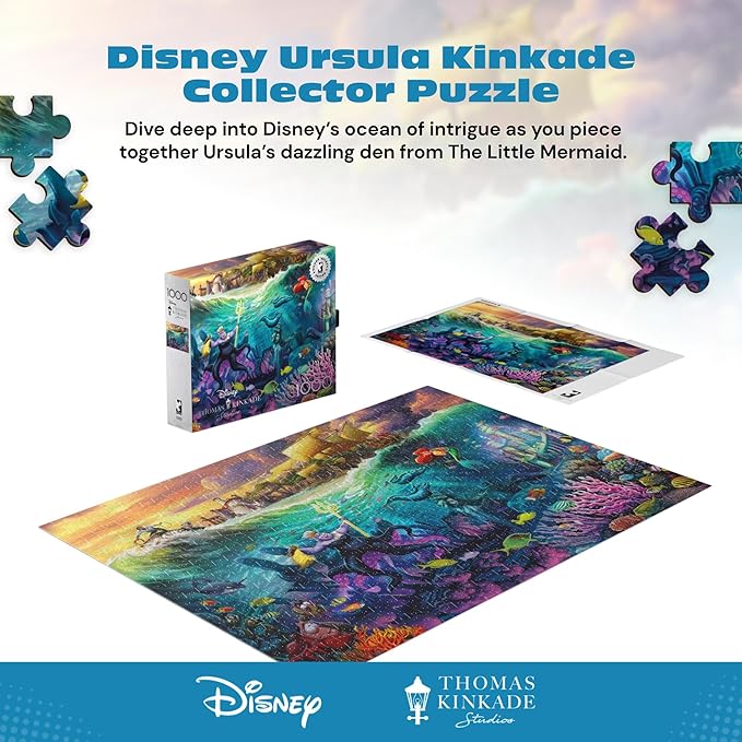 Buffalo Games - Thomas Kinkade Disney Ursula 1000 Piece Puzzle Silver Select Premium Jigsaw Puzzle with Full Color Reference Poster