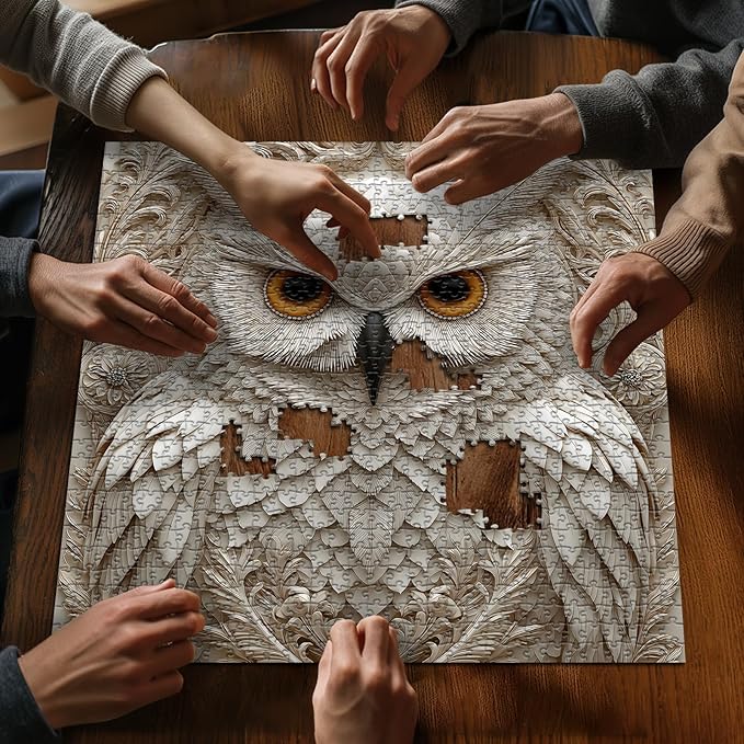 Owl Puzzles for Adults 1000 Pieces, Nature Animal Bird Unique Carved Art Puzzles, Impossible Hard Challenge Jigsaw Puzzle