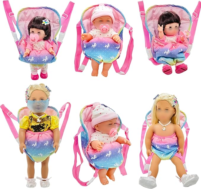 Doll Accessories Baby Doll Carrier Toys Baby Dolls Backpack for 12-18 Inch American OG Doll (Rainbow)