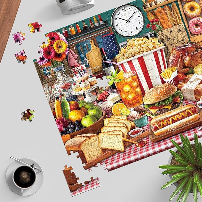 Food Feast Jigsaw Puzzles, Puzzles for Adults 1000 Pieces, Lumière's Banquet Impossible Challenging Puzzles Game, Interlock Perfectly No Dust, Gifts for Easter Father's Mother’s Day