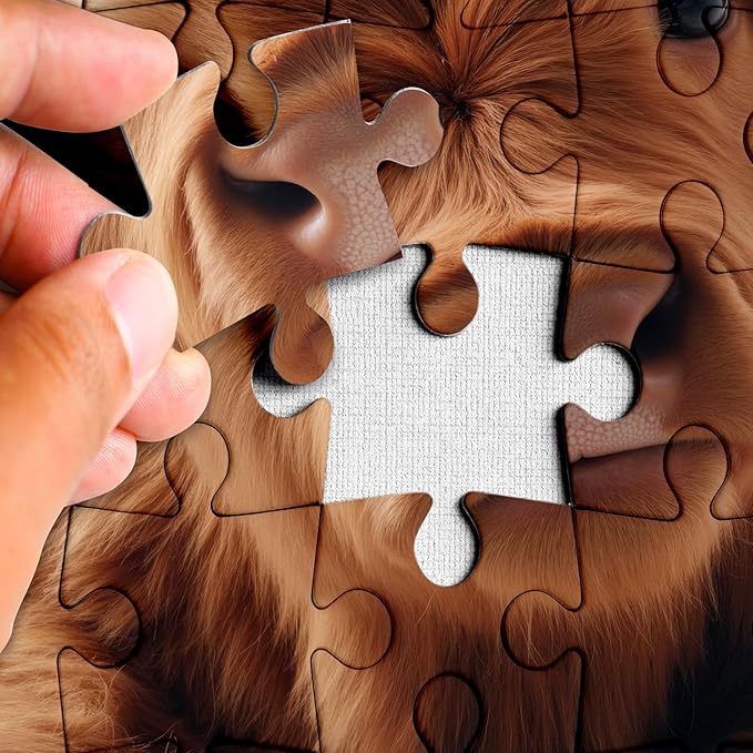 Funny Highland Cow Puzzles for Adults 1000 Pieces, Cute Animal Bathroom Cattle Jigsaw Puzzle, Art Challenging Toilet Paper Calf Puzzle