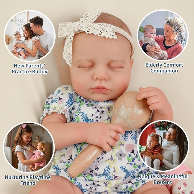 SCOM 20-Inch Realistic Reborn Baby Doll - Lifelike Vinyl Baby Girl with Full Soft Body, Washable & Poseable, Real Life 7-Piece Accessory Set - Safe Gift for Kids Ages 3+ in Birthday/Christmas