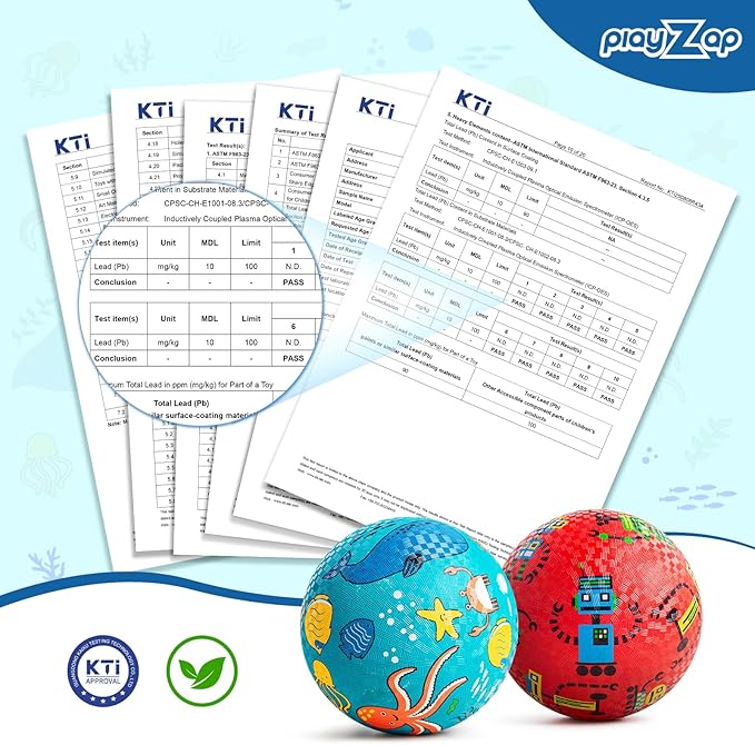 PlayZap 2 Pack Playground Balls for Toddlers, Kickballs for Kids 3-12, 8.5" Rubber Bouncy Balls with Pump, Indoor & Outdoor Dodgeball Toys for Boys & Girls Gifts, Red Blue