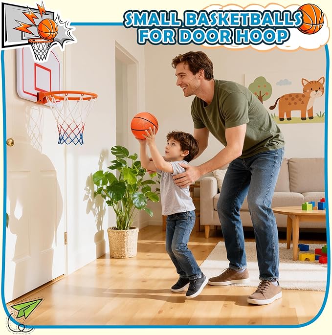 Mini Basketballs,3 Pack 6" Inch Small Basketball Set with Pump Over The Door Mini Hoop Basketball Replacement Toy for Toddlers,Kids,Teenagers for Pool,Indoors,Outdoors