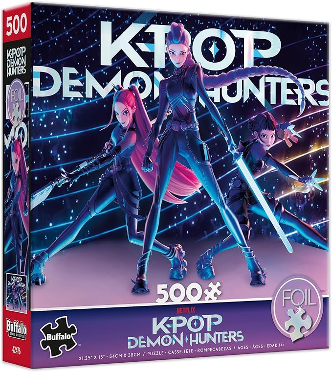 Buffalo Games – HUNTR/X - 500 Piece Kpop Demon Hunters Foil Jigsaw Puzzle - Colorful Puzzles – Precision-Cut Pieces, Beautiful Artwork, and Hours of Fun