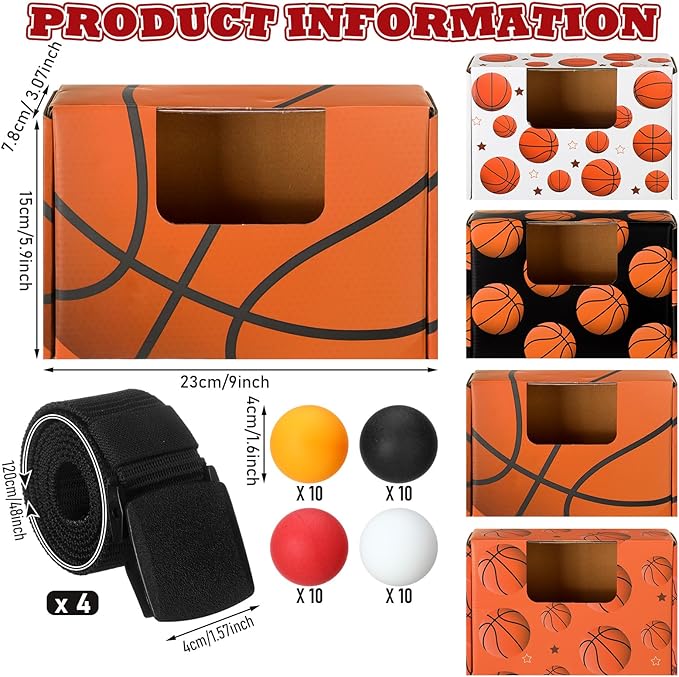 4 Set Basketball Party Favor Games Swing Shaking Ball Game Set Basketball Novelty Twerk Game, 40 Balls, Ribbon Cardboard Boxes Sport Games for Family Adult Large Group Sport Party Favors