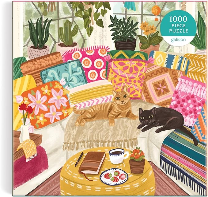 Galison Serenity Meow 1000 Piece Puzzle in a Square Box from Galison - 1000 Piece Puzzle for Adults, Colorful and Cattastic Illustrations, Thick and Sturdy Pieces, Idea