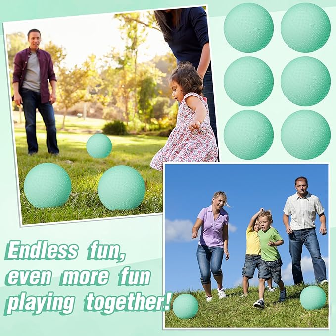 6 Pcs Macaron Playground Balls 8. 5 Inch Pastel Color Rubber Bouncy Balls for Kids Inflatable Colored Dodgeball Kickball Handball for School Backyard Beach Indoor Outdoor Games (Green)
