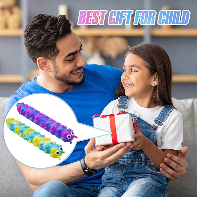 2PCS Pop Bubble Ball Sensory Fidget Toys, 3D Fidget Slug Toy with Light-Up, Silicone Stress Relief Sucker Hand Toys, Office Desk Anti-Anxiety Stretchy Toy for Adults & Kids