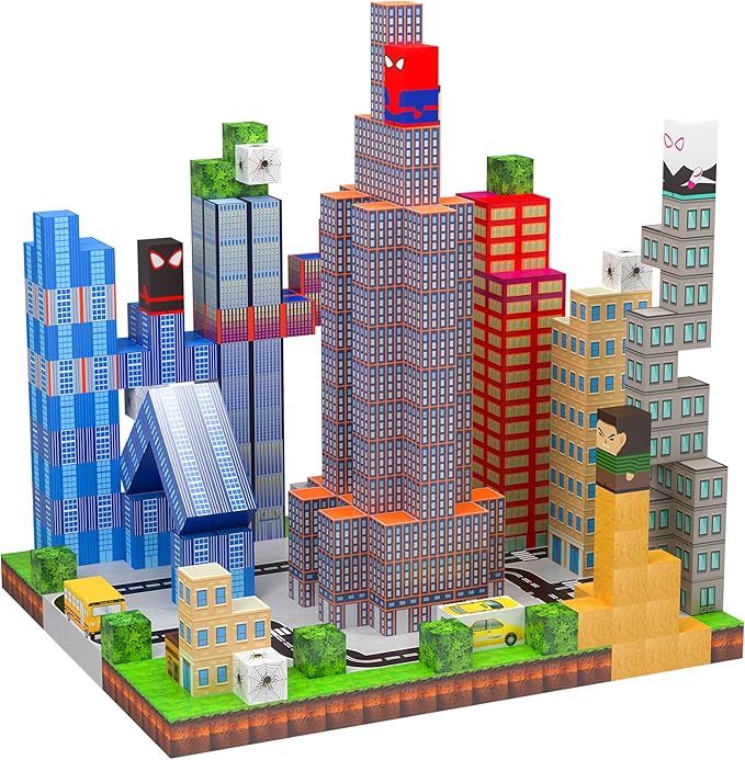 150PCS Magnetic Blocks Building Toys Set, Spider Toys Magnetic Building Blocks for Boys Girls Ages 3+, 1 Inch Magnet Cubes STEM Sensory Construction Toy City Themes