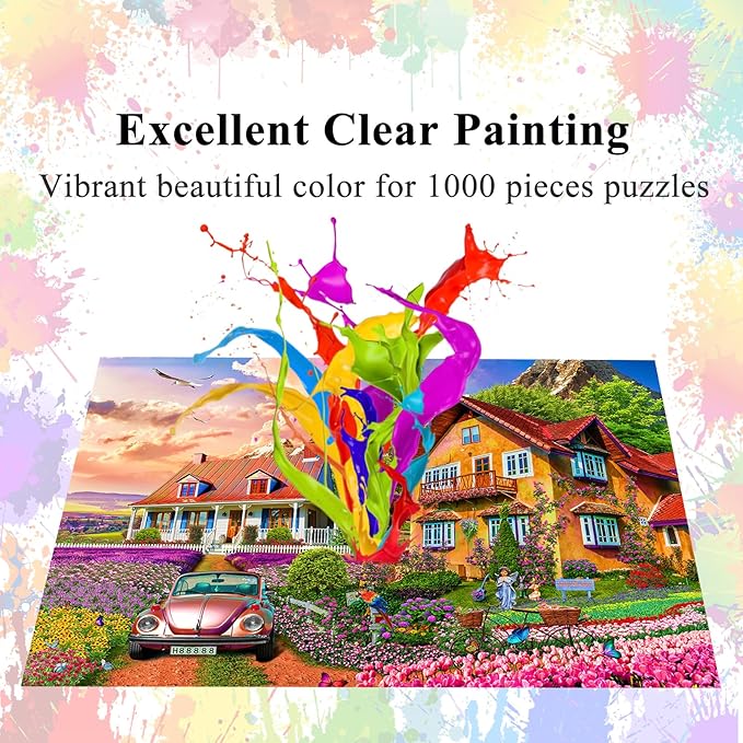 HUADADA Jigsaw Puzzles for Adults 1000 Pieces, Holiday Home Interlock Perfectly Letter on Back No Dust, Home Decor Birthday Party Toy for Men Women Elders Seniors (27.5"x19.6"), 1:1 Poster