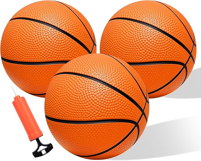 Mini Basketballs,3 Pack 6" Inch Small Basketball Set with Pump Over The Door Mini Hoop Basketball Replacement Toy for Toddlers,Kids,Teenagers for Pool,Indoors,Outdoors