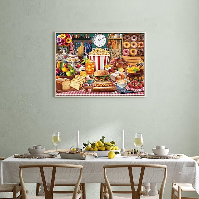Food Feast Jigsaw Puzzles, Puzzles for Adults 1000 Pieces, Lumière's Banquet Impossible Challenging Puzzles Game, Interlock Perfectly No Dust, Gifts for Easter Father's Mother’s Day