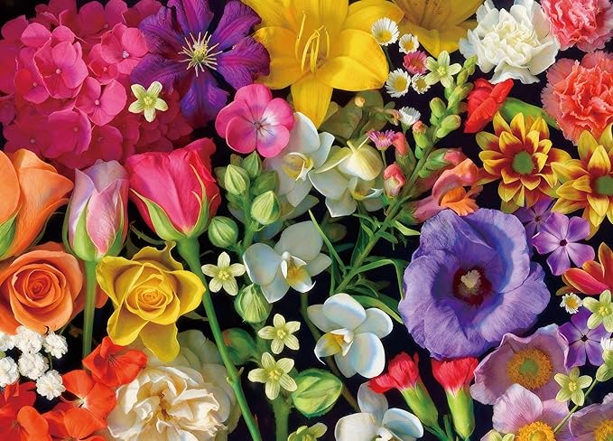 Cluster Flowers Bouquet Puzzle for Adults, Challenging Impossible Difficult Hard Fun 1000 Pieces Jigsaw Puzzles
