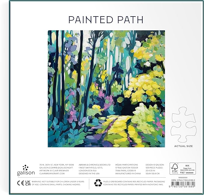 Galison Painted Path – Clair Bremner 500 Piece Puzzle Featuring Greenery Spread Over A Forest Path