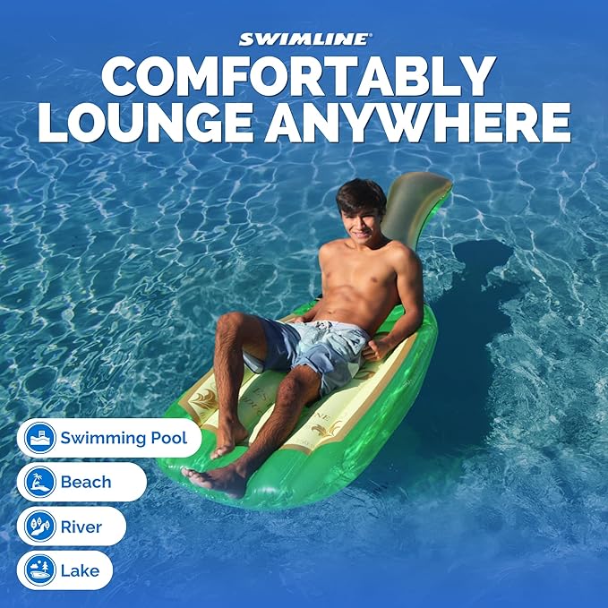 SWIMLINE Inflatable Swimming Pool Float Lounger Raft Mattress, Cheers Bubbly Champagne, Green