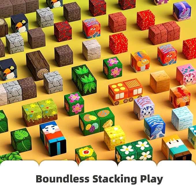 GobiDex 240PCS Magnetic Blocks Playset, Dinosaur STEM Educational Building Toys, Sensory Pretend Play Gift for Boys and Girls