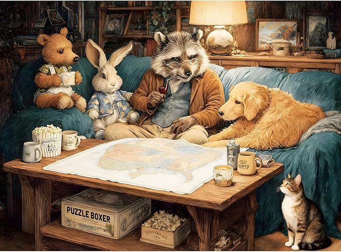 500 Piece Puzzle for Adults –Raccoon Grandpa Telling Stories Jigsaw Puzzles 500 Pieces, Puzzles for Adults 500 Pieces, Challenging Perfect for Game Nights, 20.5 X 15 in