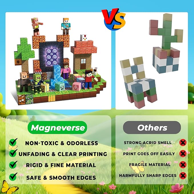 210 Pcs Magnetic Blocks - Magnetic Building Blocks Toys for Kids Ages 4-8, Magnet Cubes Stacking Classroom STEM Toys, Easter Birthday Gift for 3+ Year Old Boys Girls (Patent Pending)