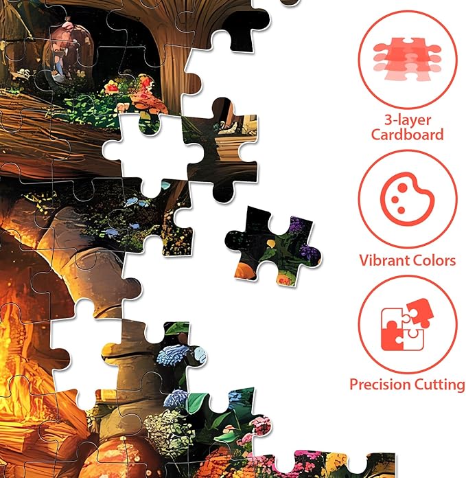 300 Pieces Puzzle for Adults | Mushroom Cat Flower Puzzle Recycled Cardboard Large Piece Jigsaw Puzzles 300 Pieces | Challenging Puzzles Game Home Decor Party Gift for Adult Kids Seniors 20.5*15 inch