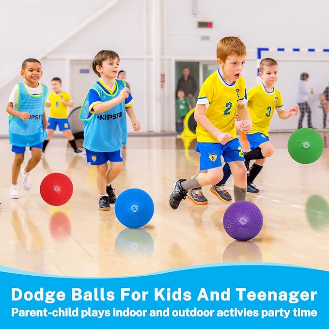 8.5 Inch Dodgeballs Playground Balls, Dodge Ball Set for Kids & Adults, Bouncing Kickballs Handball for Outdoor & Indoor Games - Includes Pump & Mesh Storage Bag