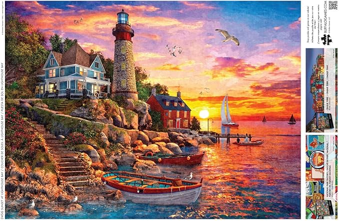 Buffalo Games - Dominic Davison - Sunset at Lighthouse Bay - 1000 Piece Jigsaw Puzzle for Adults -Challenging Puzzle Perfect for Game Nights - Finished Size is 26.75 x 19.75