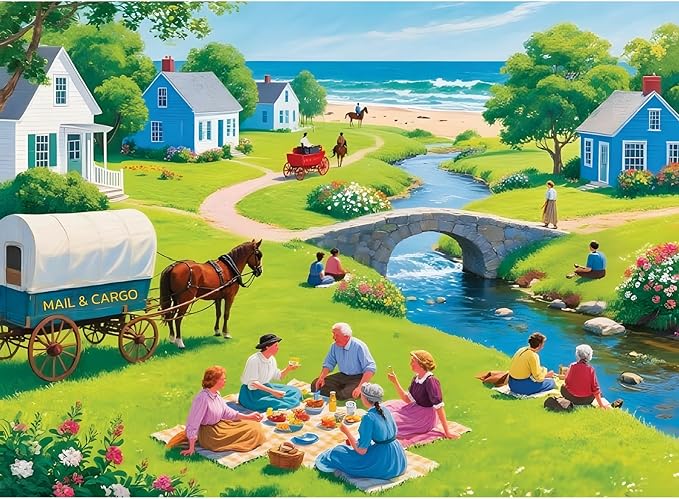 500 Piece Jigsaw Puzzles for Adults, Charming Picnic Jigsaw Puzzles, Vibrant and Relaxing 500 Piece Puzzle, Perfect for Family Time, Home Wall Decor, Great Gift for Adults, Seniors, 20.5 x 15 in