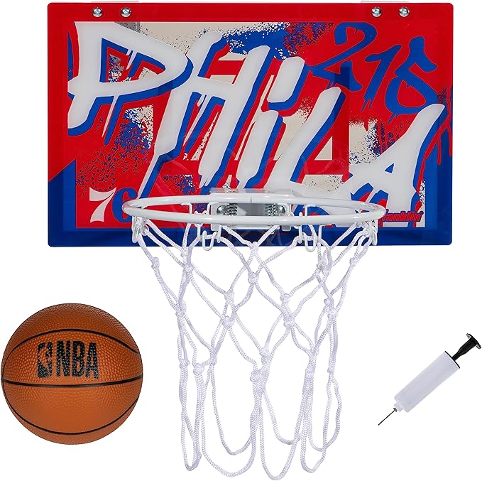 Franklin Sports NBA Team Over the Door Basketball Hoops - Kids Indoor Mini Basketball Hoop + Ball Set - NBA Fan Mini Hoops