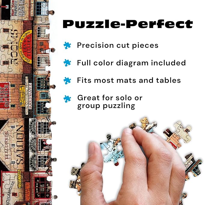 Buffalo Games Oversize Puzzle – Sleepy Town West by Charles Wysocki – 300-Piece Large Jigsaw Puzzle for Adults, Full Color Poster, Made in USA