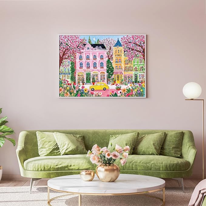 Spring City Jigsaw Puzzles 1000 Pieces for Adults Floral Shop Bookstore Car 1000 Piece Jigsaw Puzzles for Adults