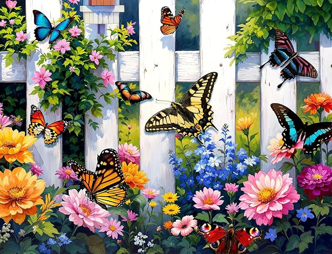 Springbok Butterfly Haven 500 Piece Jigsaw Puzzle for Adults - Colorful Butterfly Garden - Unique Cut Pieces - Made in USA