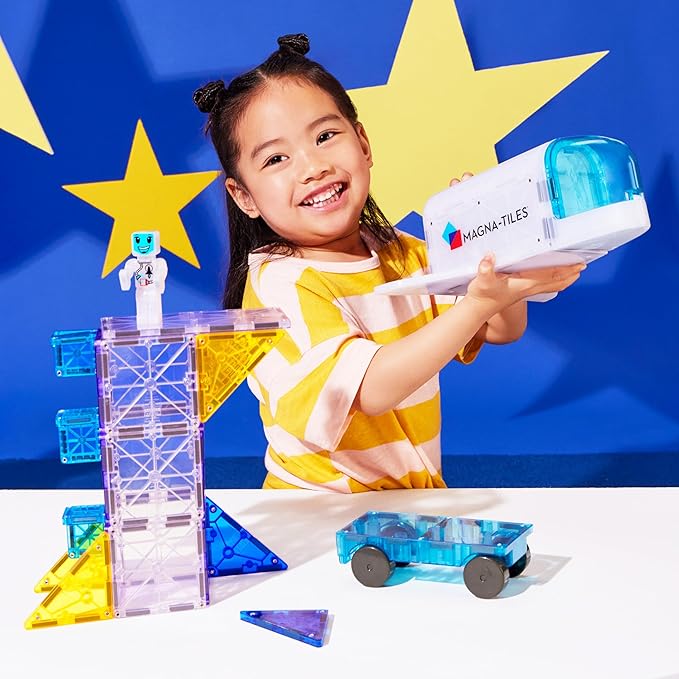 Magna-Tiles Space 32-Piece Magnetic Construction Set, The Original Magnetic Building Brand