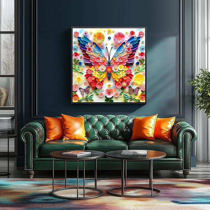 Puzzles for Adults 500 Pieces Colorful Butterfly FlowerJigsaw Puzzles 500 Pieces Difficult Fun Paper Art Unique Beautiful Family Puzzle Challenging Games Gift for Teens Adults (20"x20")