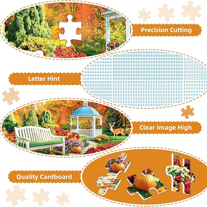 300 Pieces Puzzles for Adults,Enchanting Autumn Garden & Pumpkin Puzzle for Adult,300 Pieces Puzzles for Seniors Large Piece,Puzzle for Kids Ages 8-10,Challenging Family Game, 20.5 x 15 in