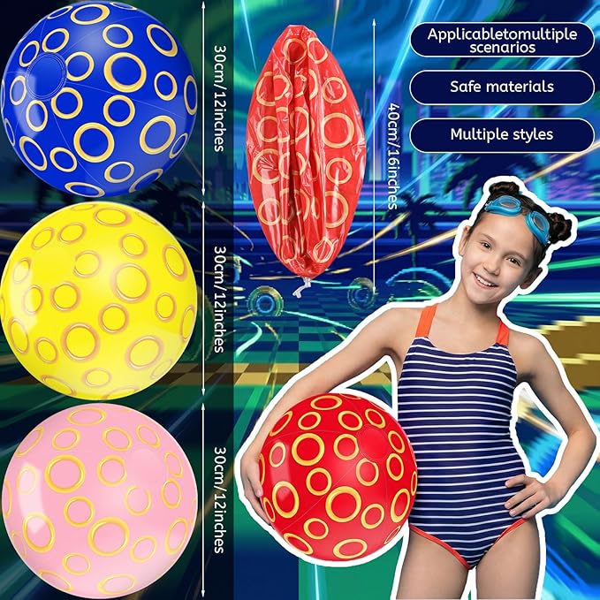 Sotiff 12 Pack Inflatable Beach Balls Bulk 12" Inflatable Pool Balls Bulk for Summer Beach Swimming Pool Birthday Party Gifts Supplies Decoration