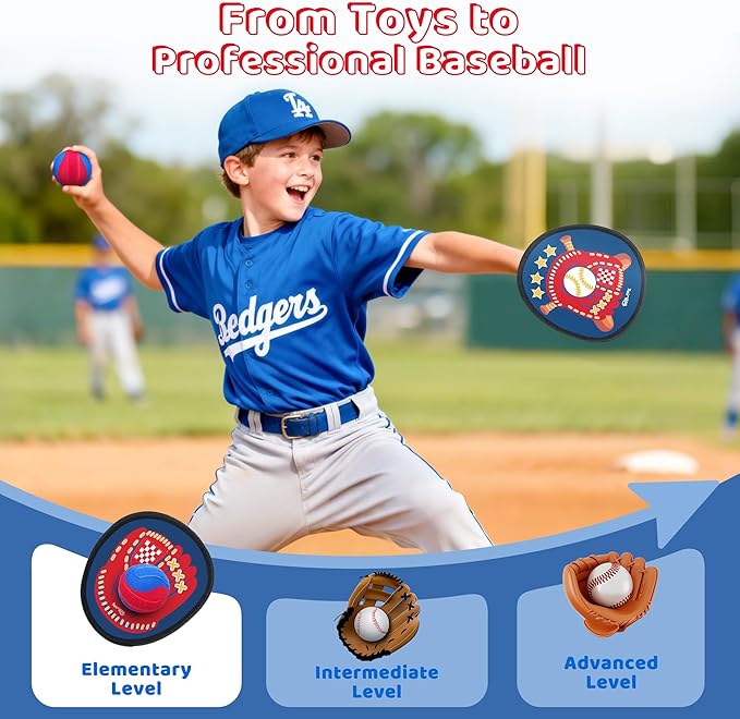 Toss and Catch Ball Game Set for Kids 3-5, Kids Toddler Baseball Glove & Catch Ball Toys,Kids Outdoor Games for Family, Toys for Beach Pool Yard Outside, Birthday Gift for Ages 3 4 5 6 7 8-12